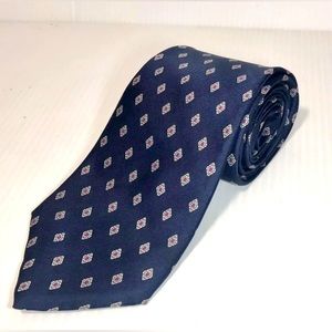 Silk Christian Dior Geometric Print Navy Blue Necktie Italy Christmas Favorite